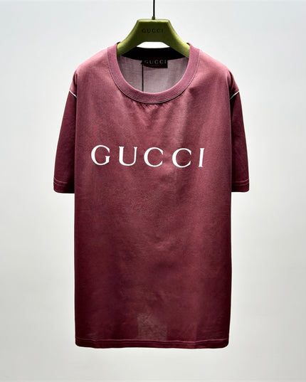 Gucci Printed Cotton-jersey T‑shirt Rosso Ancora Red Logo Design