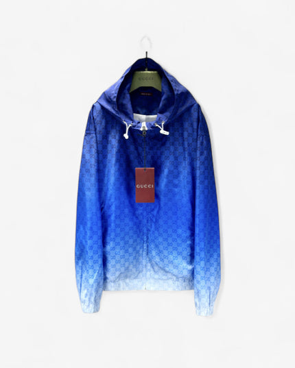 Gucci Printed Technical Poplin Zip Jacket in Gradient Blue GG Print