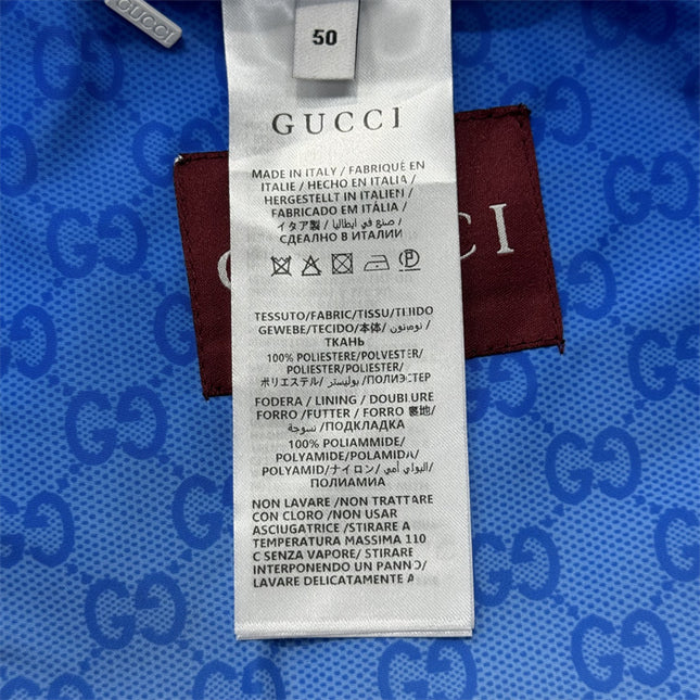 Gucci Printed Technical Poplin Zip Jacket in Gradient Blue GG Print
