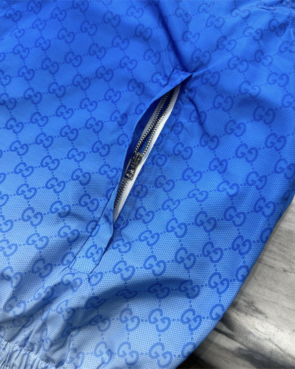 Gucci Printed Technical Poplin Zip Jacket in Gradient Blue GG Print