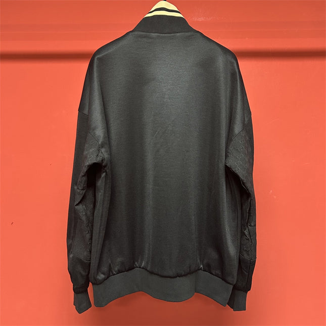 Gucci Quarter-Zip High Collar Sweatshirt – Black with Beige Stripe