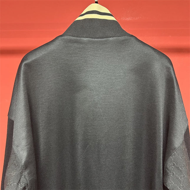 Gucci Quarter-Zip High Collar Sweatshirt – Black with Beige Stripe