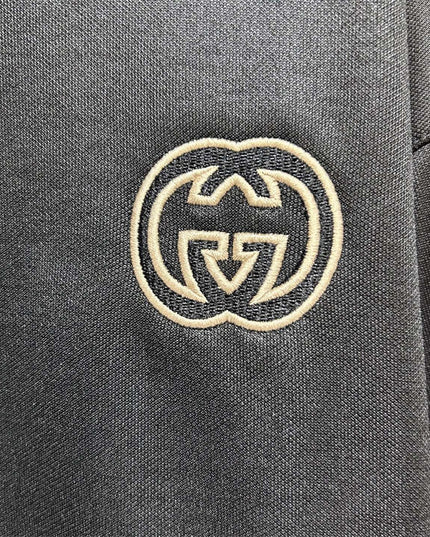 Gucci Quarter-Zip High Collar Sweatshirt – Black with Beige Stripe