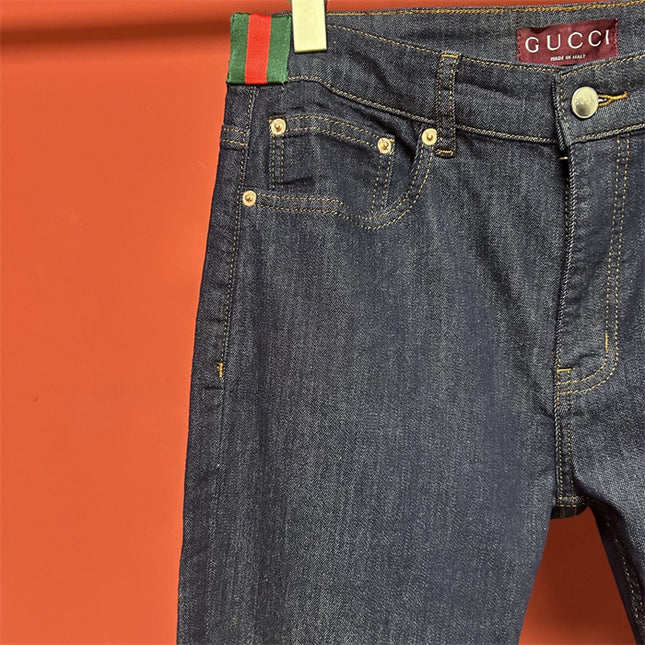 Gucci Raw Denim Jeans with Web Detail