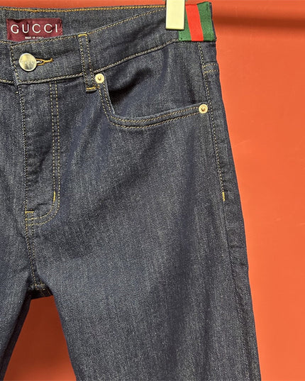 Gucci Raw Denim Jeans with Web Detail