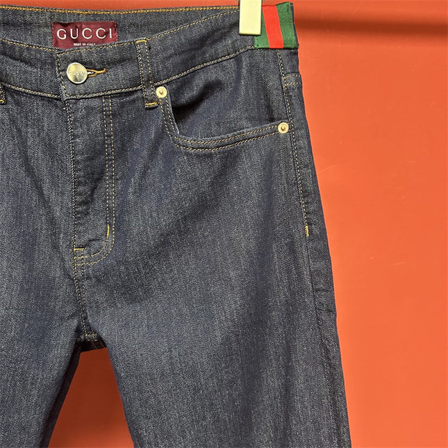 Gucci Raw Denim Jeans with Web Detail