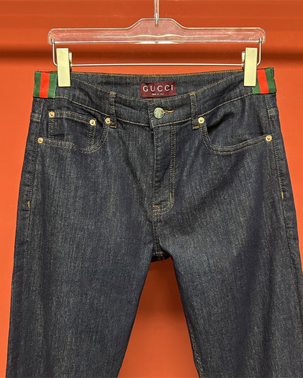 Gucci Raw Denim Jeans with Web Detail