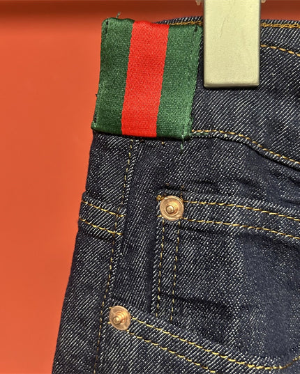 Gucci Raw Denim Jeans with Web Detail