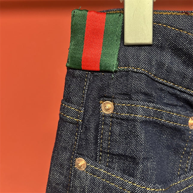 Gucci Raw Denim Jeans with Web Detail