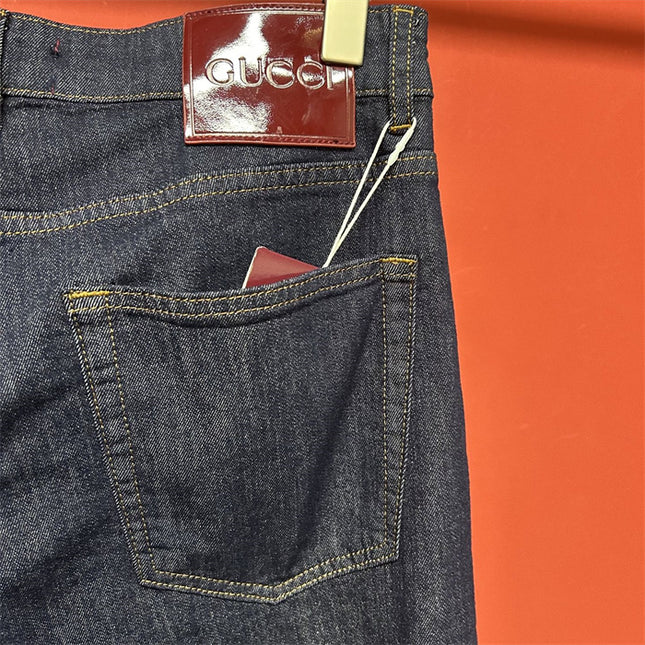 Gucci Raw Denim Jeans with Web Detail