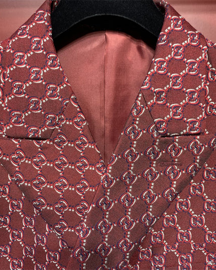 Gucci Red GG Monogram Double-Breasted Blazer