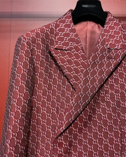 Gucci Red GG Monogram Double-Breasted Blazer