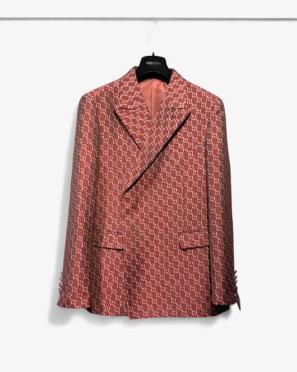 Gucci Red GG Monogram Double-Breasted Blazer