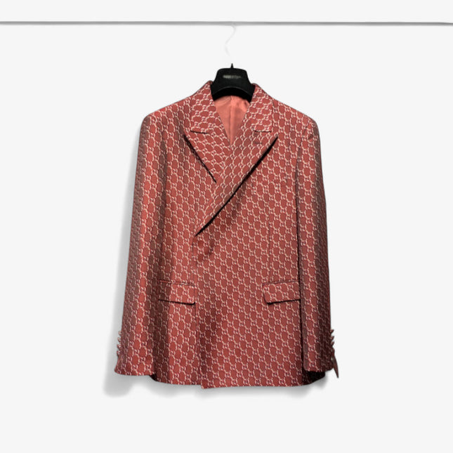 Gucci Red GG Monogram Double-Breasted Blazer