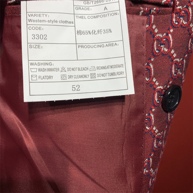 Gucci Red GG Monogram Double-Breasted Blazer