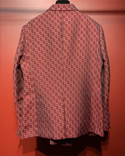 Gucci Red GG Monogram Double-Breasted Blazer