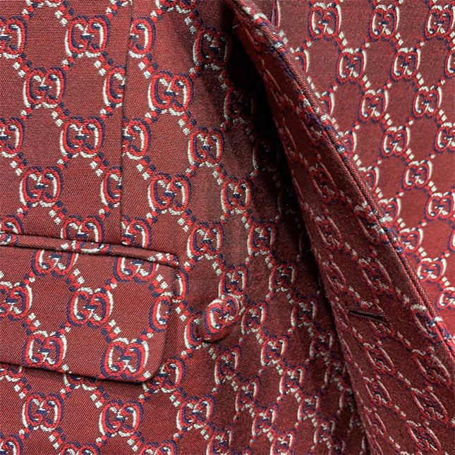 Gucci Red GG Monogram Double-Breasted Blazer