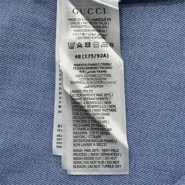 Gucci Relaxed Fit Denim Shirt with Web Loop Jackets (Blue)