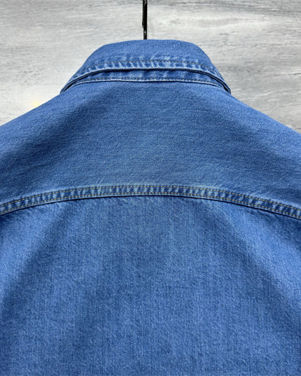 Gucci Relaxed Fit Denim Shirt with Web Loop Jackets (Blue)