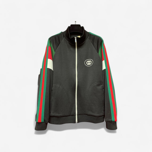 Gucci Retro-Inspired Web Stripe Track Jacket – Black