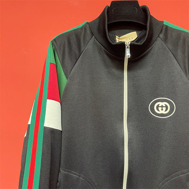 Gucci Retro-Inspired Web Stripe Track Jacket – Black