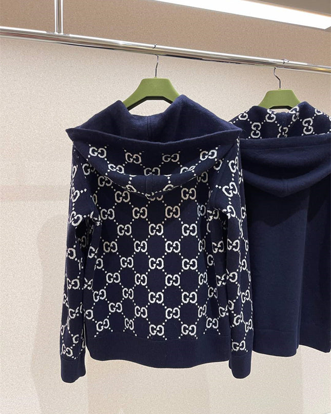 Gucci Reversible GG Monogram Hooded Zip Jacket