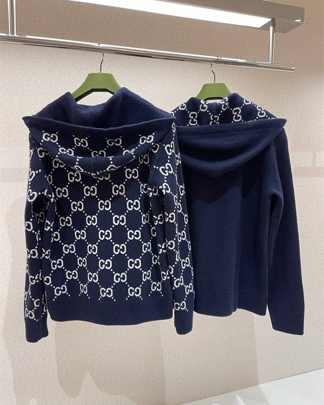 Gucci Reversible GG Monogram Hooded Zip Jacket