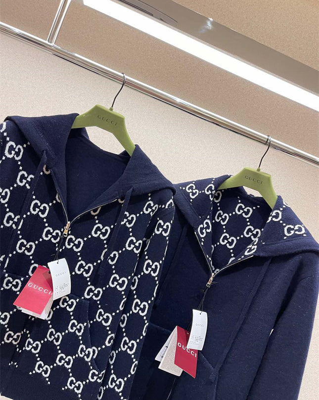 Gucci Reversible GG Monogram Hooded Zip Jacket