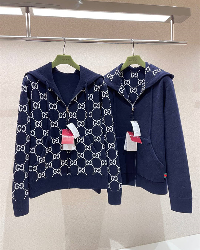 Gucci Reversible GG Monogram Hooded Zip Jacket