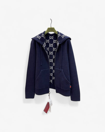 Gucci Reversible GG Monogram Hooded Zip Jacket