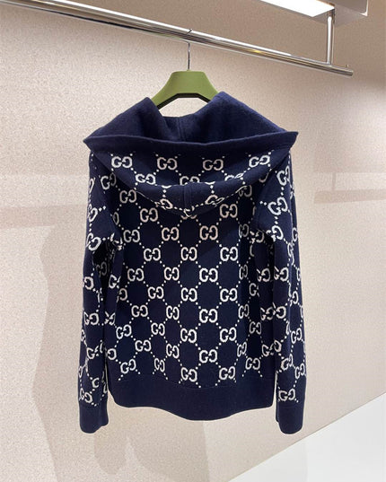 Gucci Reversible GG Monogram Hooded Zip Jacket