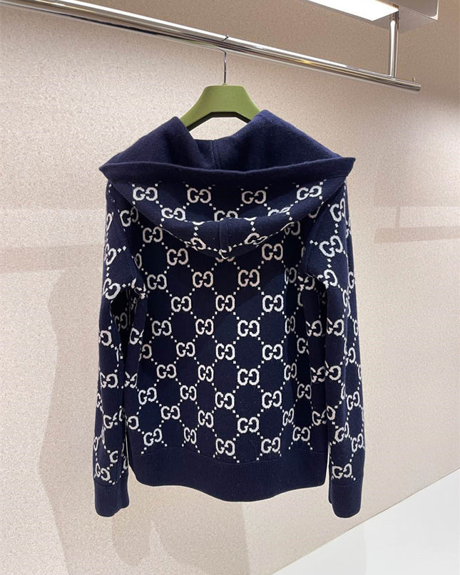 Gucci Reversible GG Monogram Hooded Zip Jacket