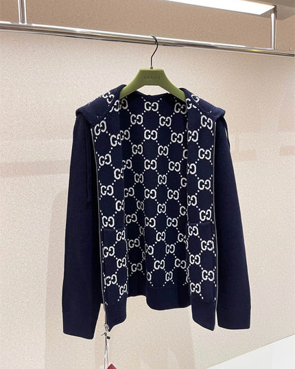 Gucci Reversible GG Monogram Hooded Zip Jacket