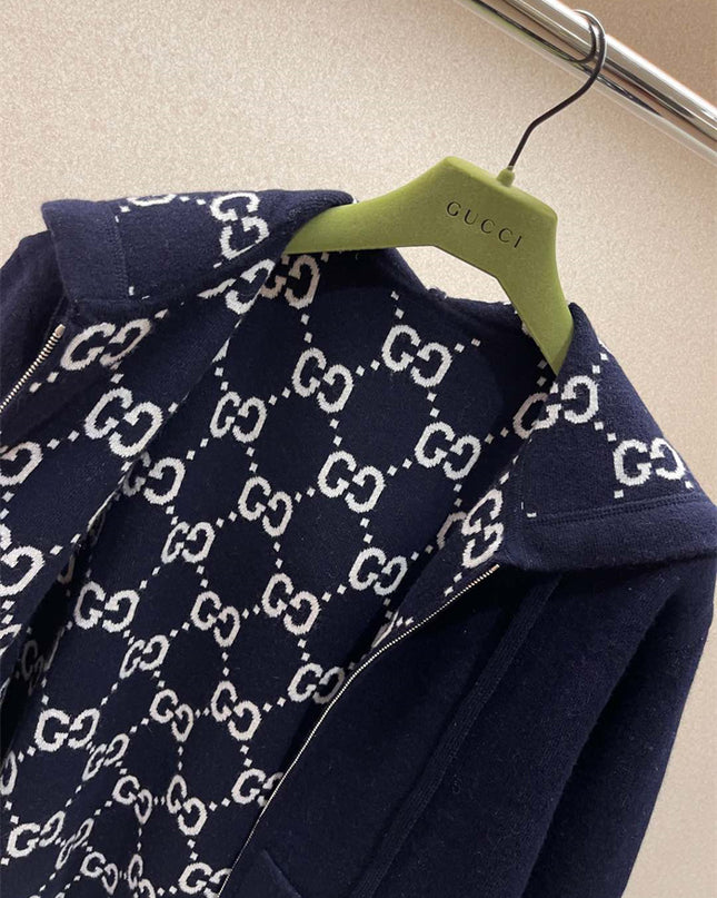 Gucci Reversible GG Monogram Hooded Zip Jacket