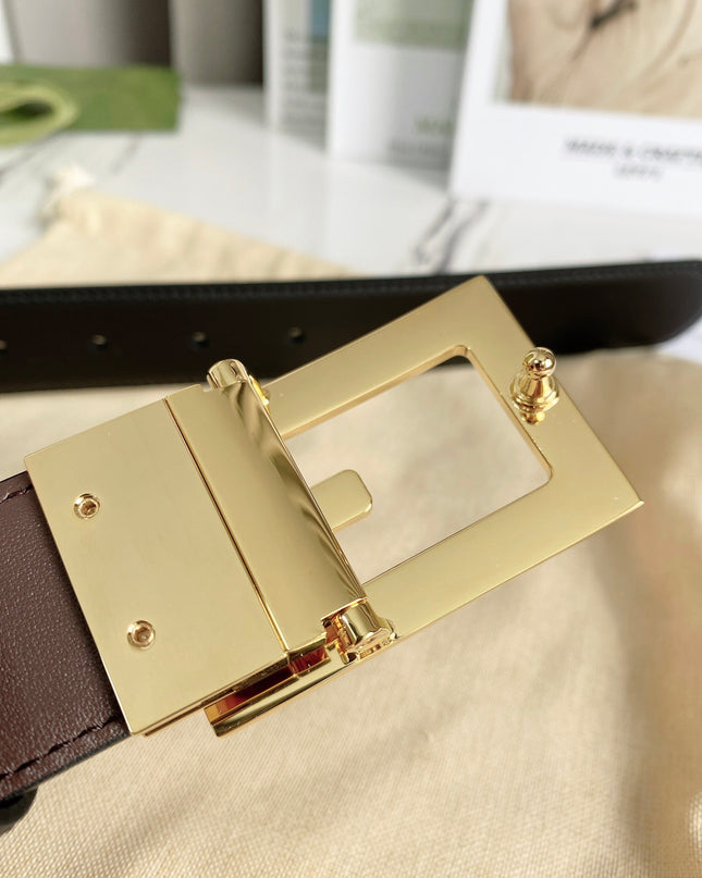Gucci Reversible Leather Belt 626974 – Black & Brown with Gold Square G Buckle