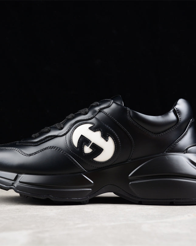 Gucci Rhyton Black Leather Sneaker