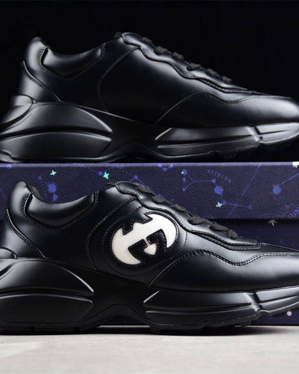 Gucci Rhyton Black Leather Sneaker