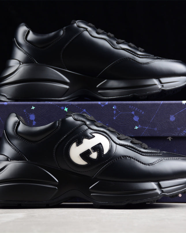Gucci Rhyton Black Leather Sneaker
