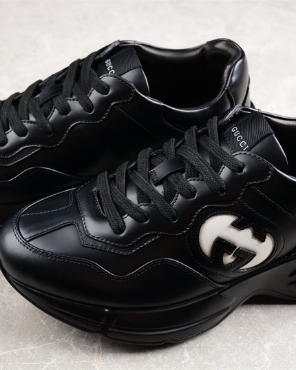 Gucci Rhyton Black Leather Sneaker