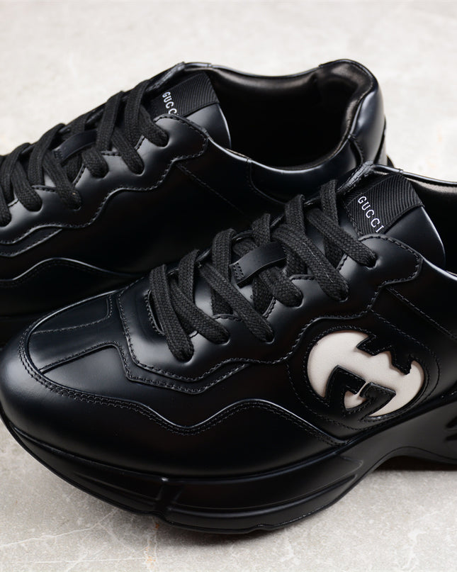 Gucci Rhyton Black Leather Sneaker