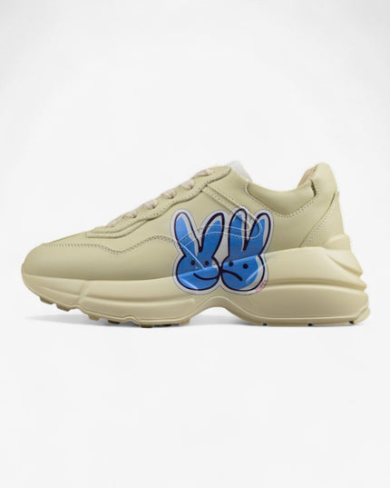 Gucci Rhyton Cream Sneaker with Blue Bunny Print