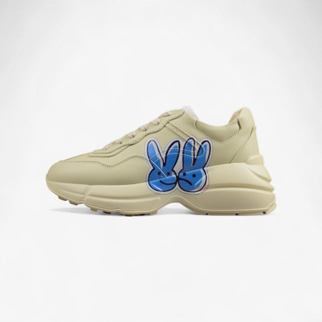 Gucci Rhyton Cream Sneaker with Blue Bunny Print