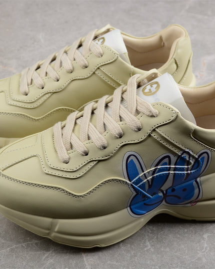 Gucci Rhyton Cream Sneaker with Blue Bunny Print