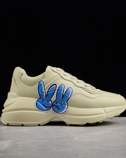 Gucci Rhyton Cream Sneaker with Blue Bunny Print
