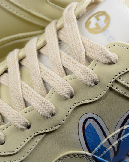 Gucci Rhyton Cream Sneaker with Blue Bunny Print