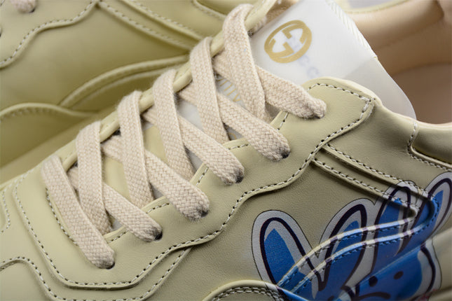 Gucci Rhyton Cream Sneaker with Blue Bunny Print
