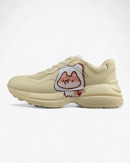 Gucci Rhyton Cream Sneaker with Cartoon Dog Print