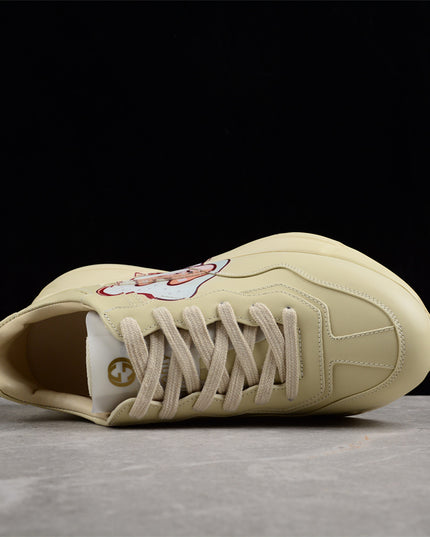 Gucci Rhyton Cream Sneaker with Cartoon Dog Print