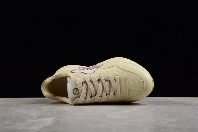 Gucci Rhyton Cream Sneaker with Cartoon Dog Print