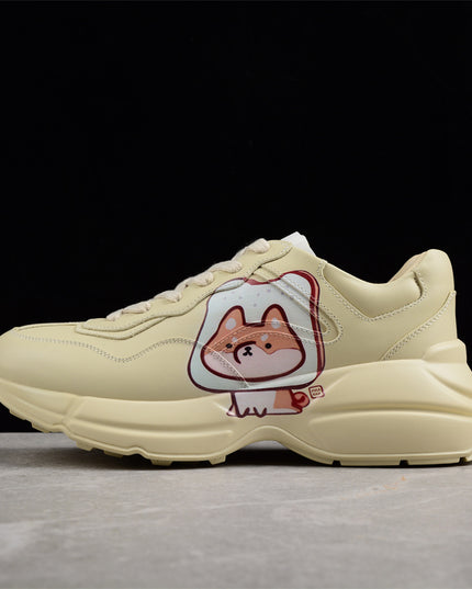 Gucci Rhyton Cream Sneaker with Cartoon Dog Print